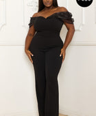 Mesh Off The Shoulder Plus Size Jumpsuit - Body By J'ne