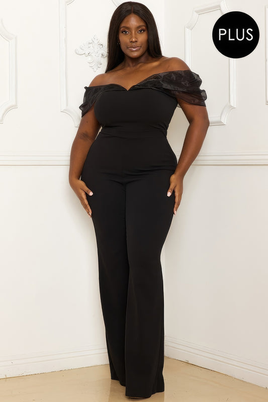 Mesh Off The Shoulder Plus Size Jumpsuit - Body By J'ne