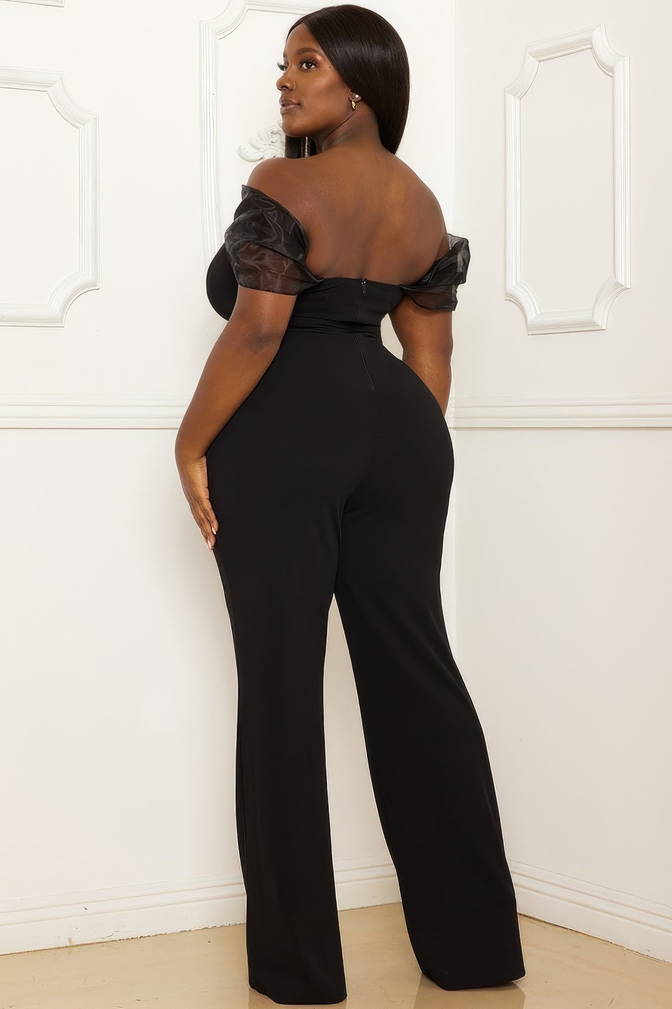 Mesh Off The Shoulder Plus Size Jumpsuit - Body By J'ne