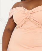 Pearl Bead Off The Shoulder Plus Size Maxi Dress - Body By J'ne