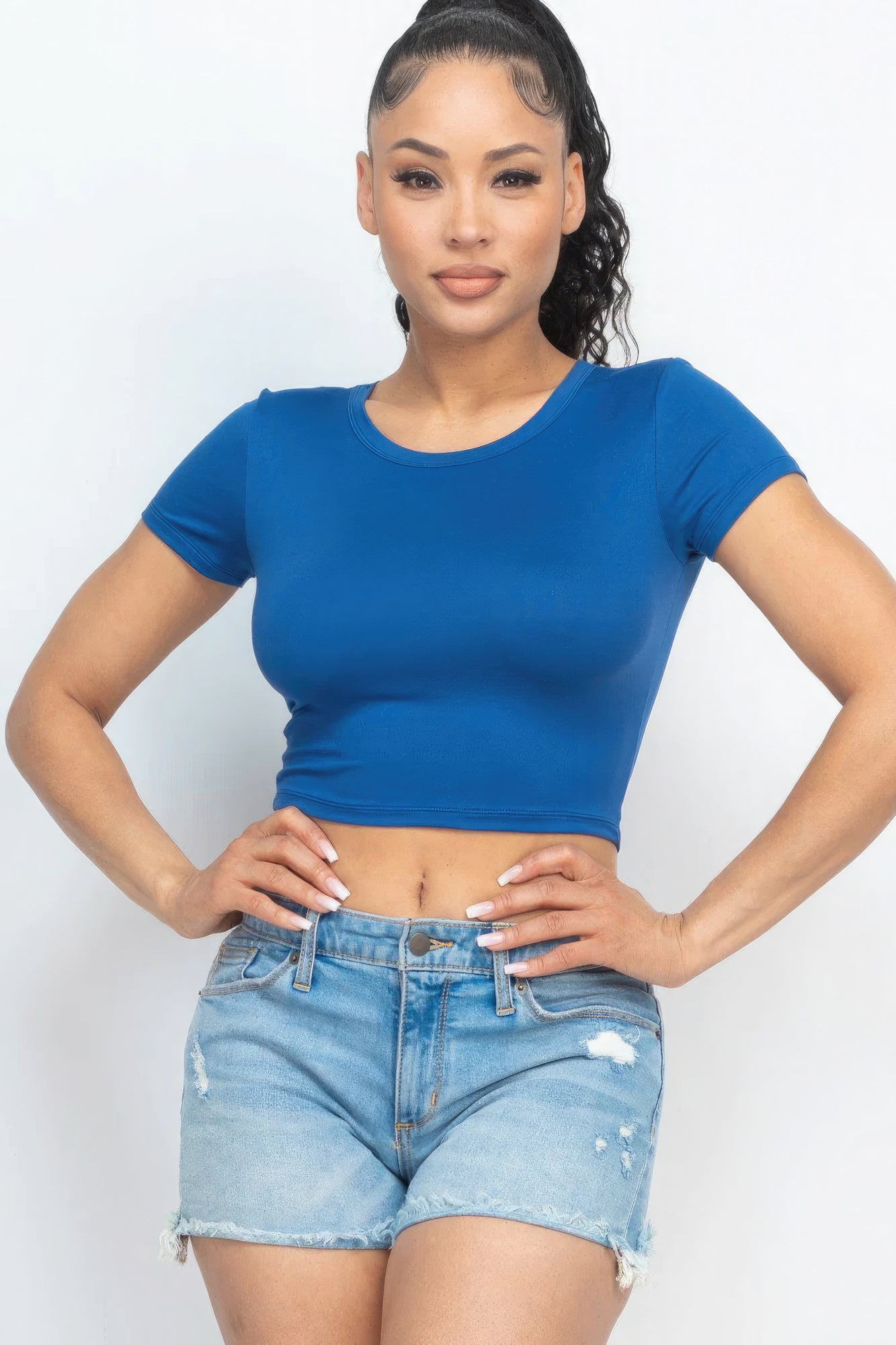 Short Sleeve Roundneck Crop Top - Body By J'ne