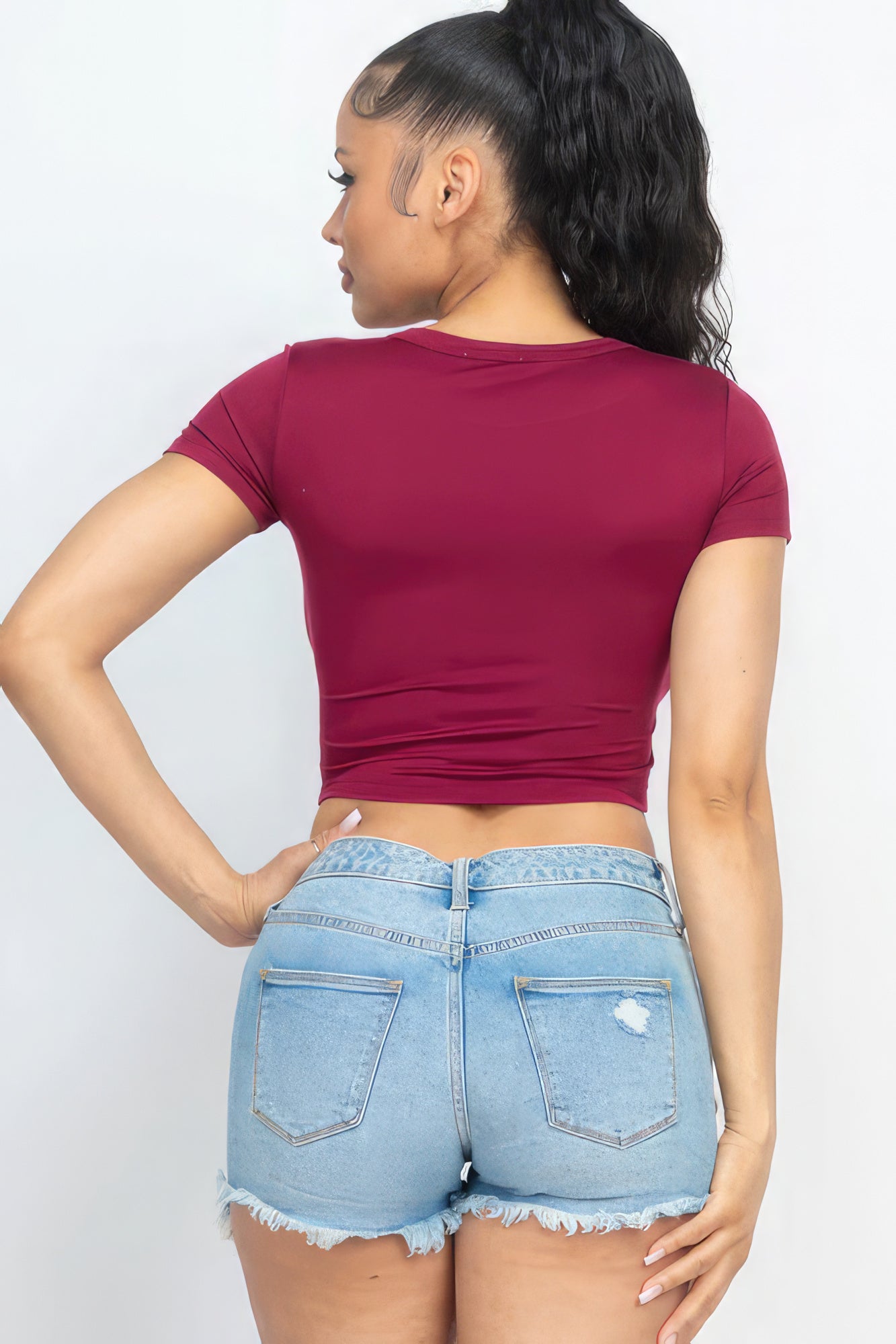 Short Sleeve Roundneck Crop Top - Body By J'ne