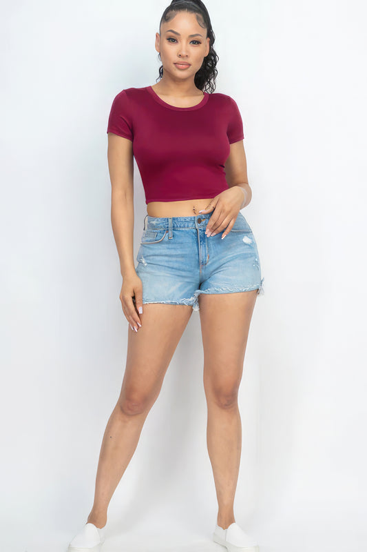 Short Sleeve Roundneck Crop Top - Body By J'ne