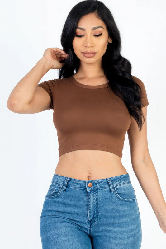 Short Sleeve Roundneck Crop Top - Body By J'ne