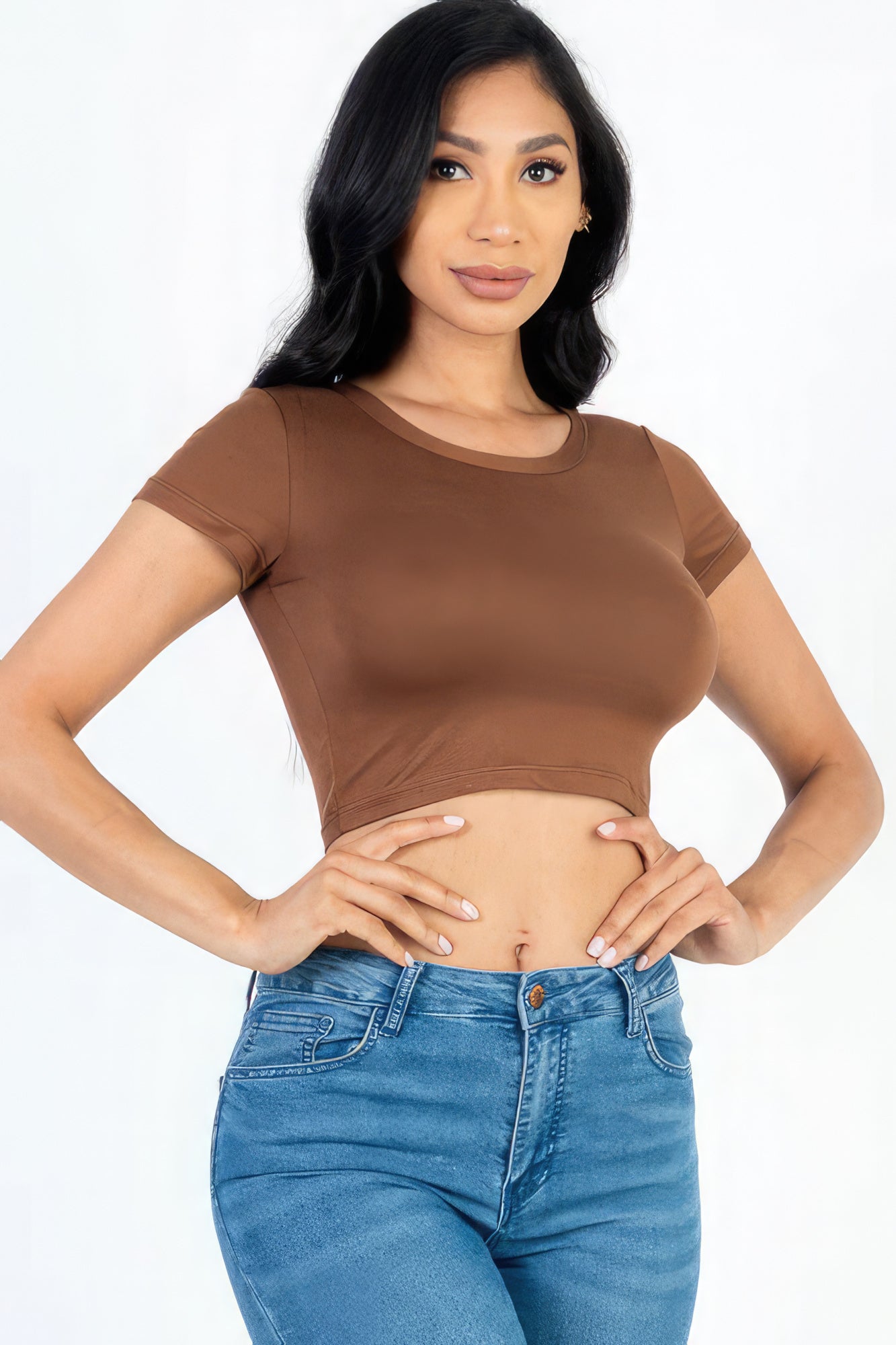 Short Sleeve Roundneck Crop Top - Body By J'ne