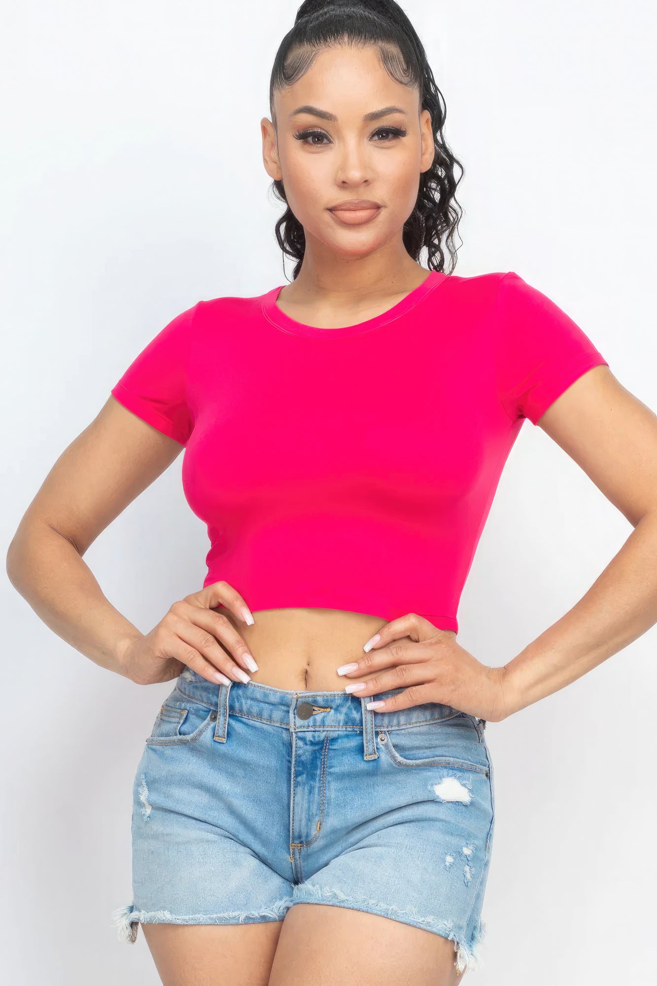 Short Sleeve Roundneck Crop Top - Body By J'ne