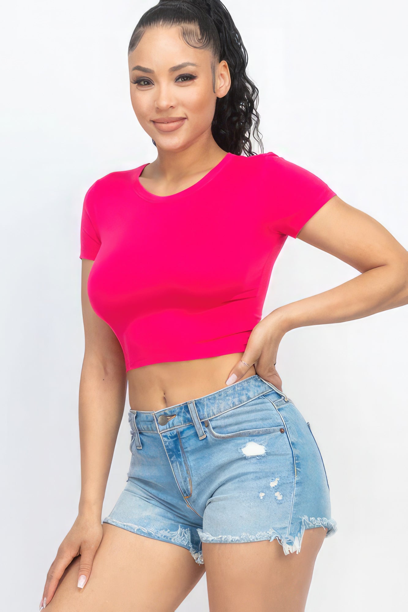 Short Sleeve Roundneck Crop Top - Body By J'ne