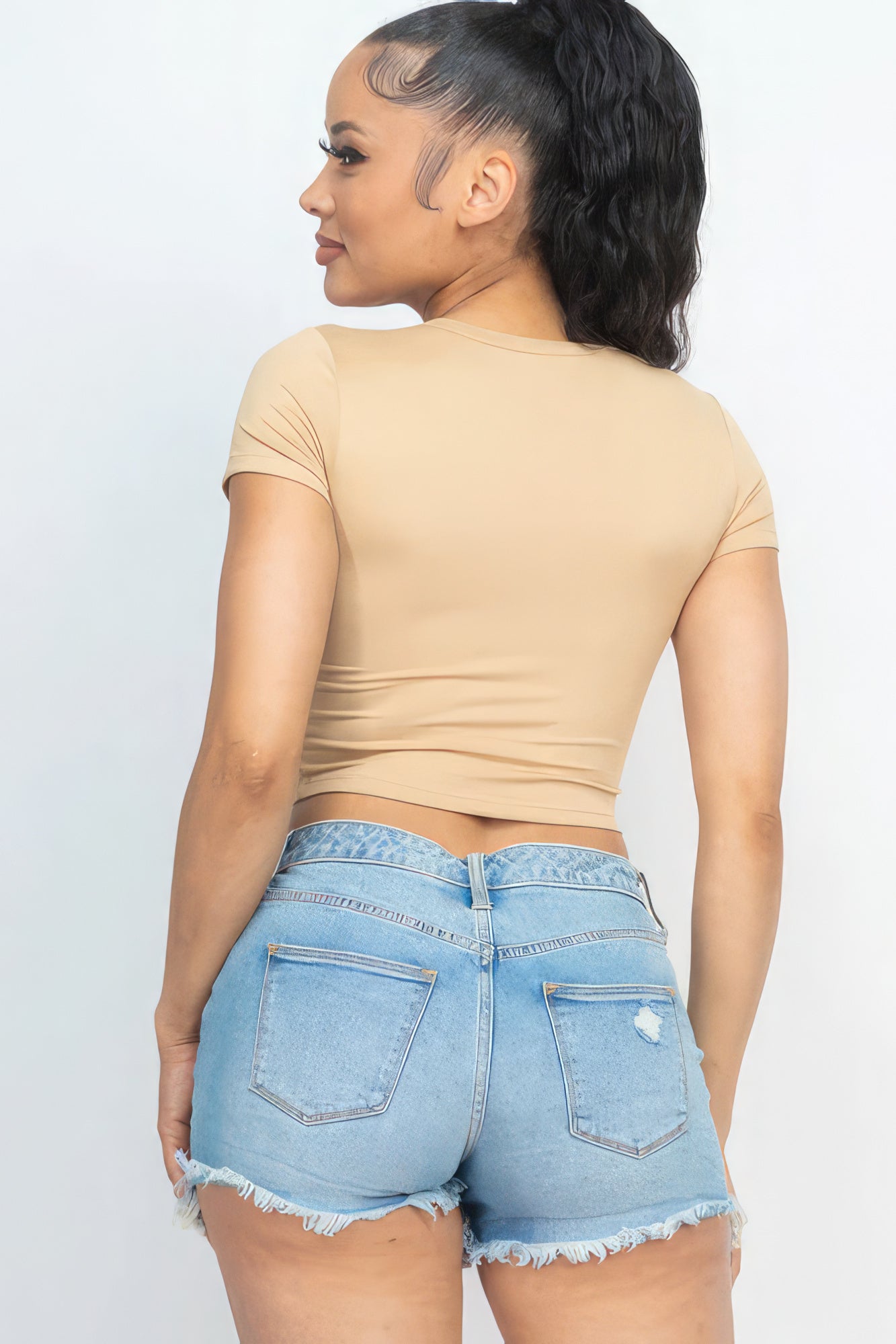 Short Sleeve Roundneck Crop Top - Body By J'ne