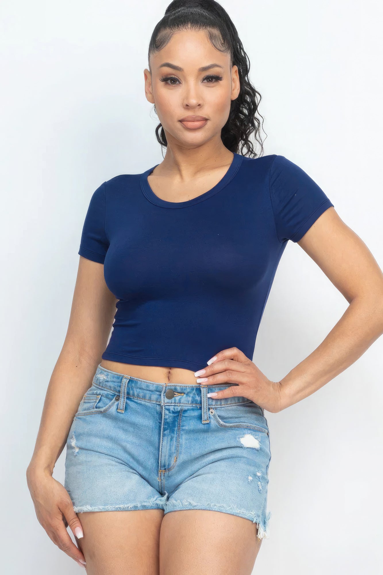 Short Sleeve Roundneck Crop Top - Body By J'ne