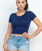 Short Sleeve Roundneck Crop Top - Body By J'ne