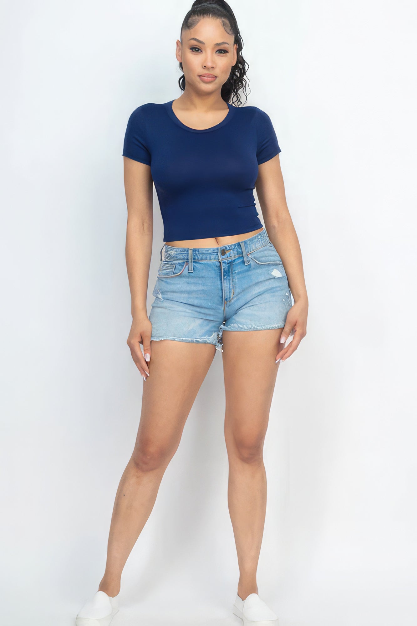 Short Sleeve Roundneck Crop Top - Body By J'ne