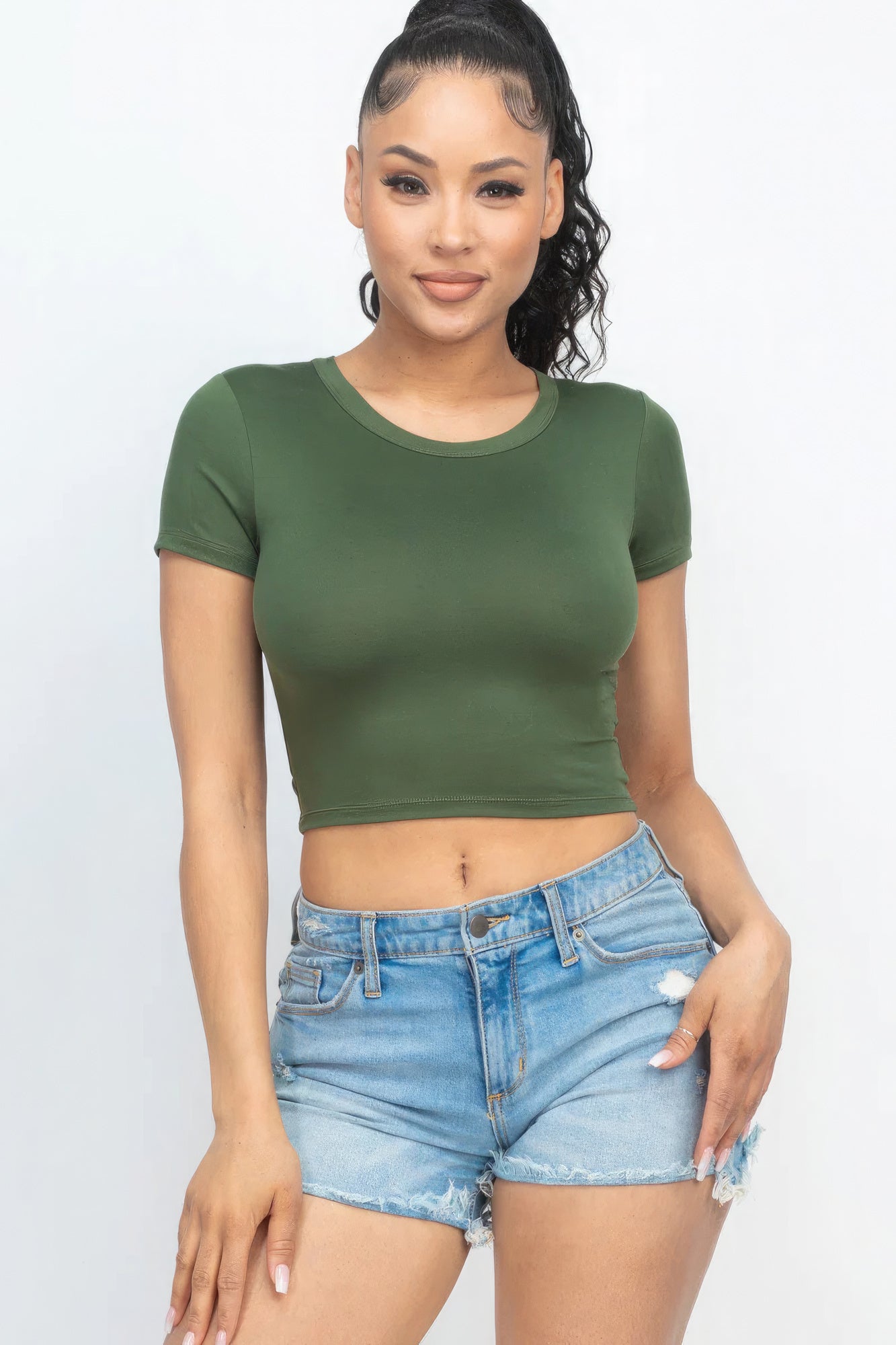 Short Sleeve Roundneck Crop Top - Body By J'ne