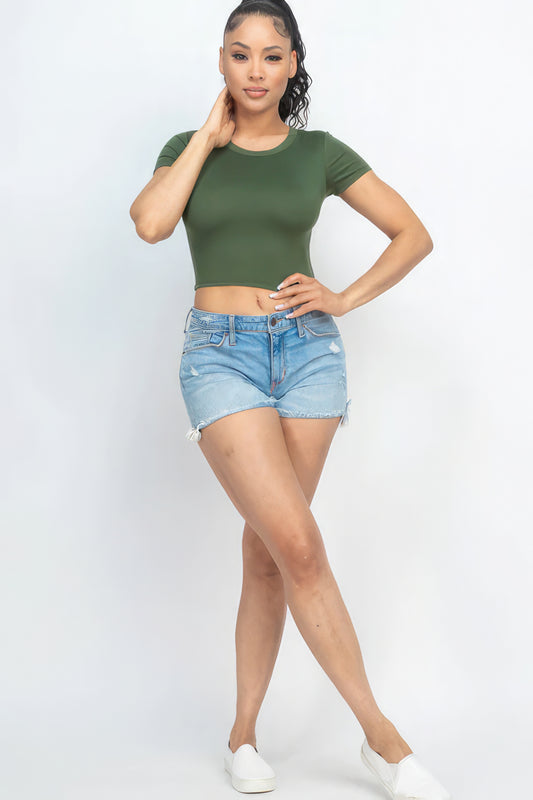 Short Sleeve Roundneck Crop Top - Body By J'ne