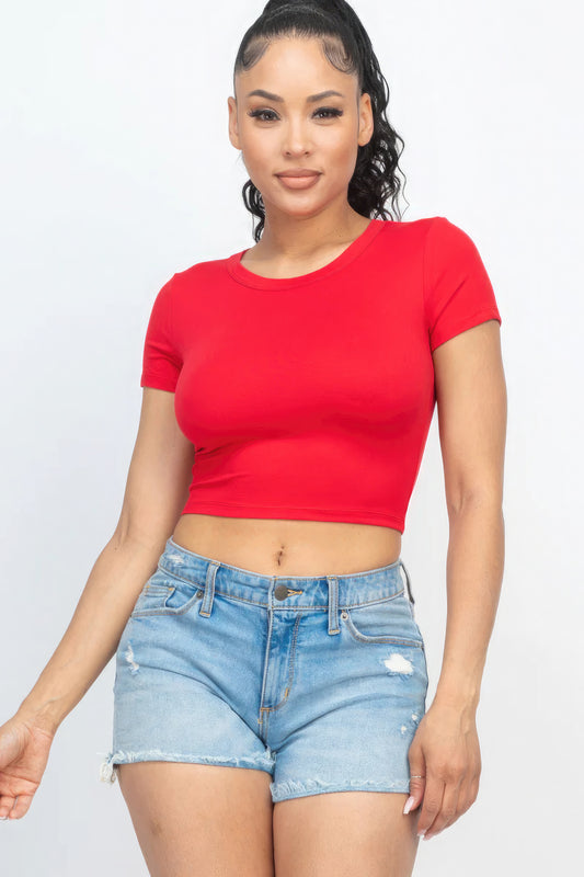 Short Sleeve Roundneck Crop Top - Body By J'ne