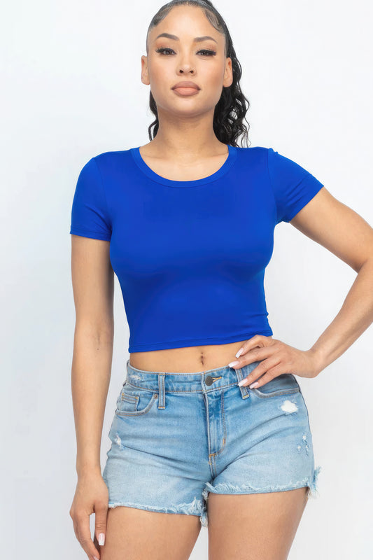 Short Sleeve Roundneck Crop Top - Body By J'ne