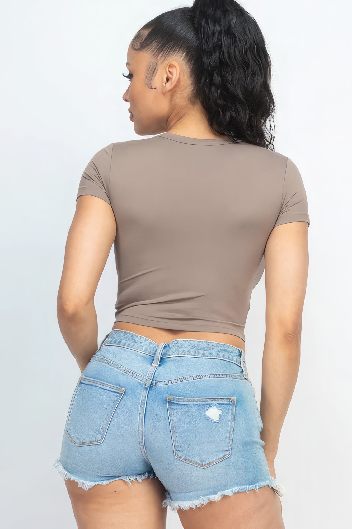 Short Sleeve Roundneck Crop Top - Body By J'ne
