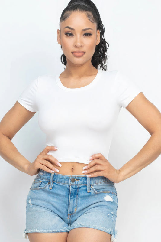 Short Sleeve Roundneck Crop Top - Body By J'ne