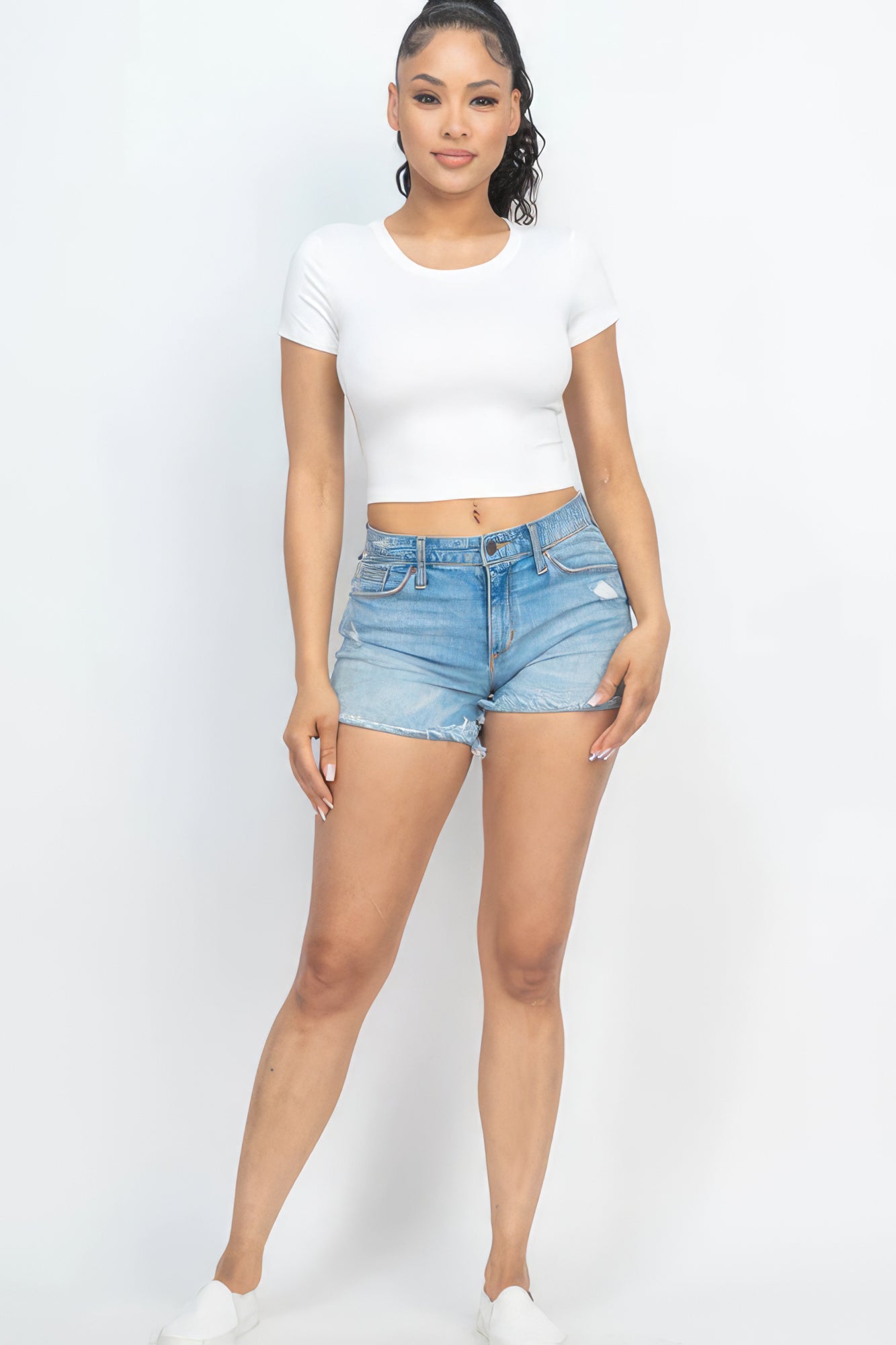 Short Sleeve Roundneck Crop Top - Body By J'ne