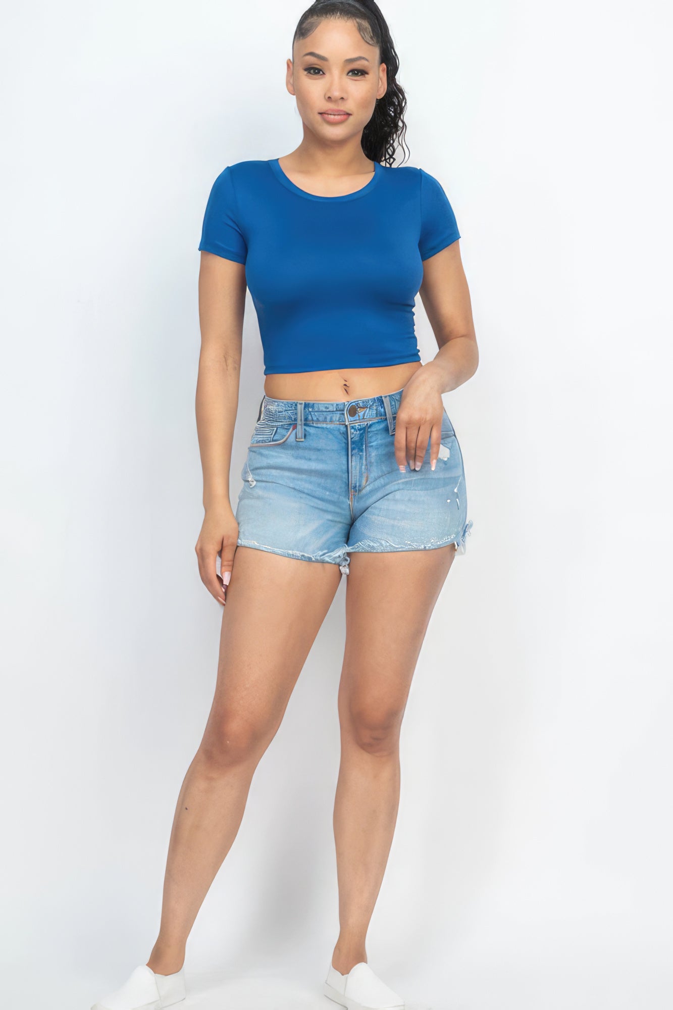 Short Sleeve Roundneck Crop Top - Body By J'ne