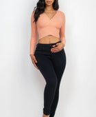 Ribbed Wrap Front Long Sleeve Top - Body By J'ne