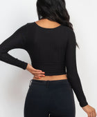 Ribbed Wrap Front Long Sleeve Top - Body By J'ne