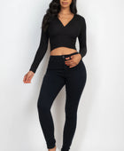 Ribbed Wrap Front Long Sleeve Top - Body By J'ne