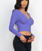 Ribbed Wrap Front Long Sleeve Top - Body By J'ne