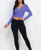 Ribbed Wrap Front Long Sleeve Top - Body By J'ne