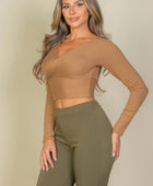 Ribbed Wrap Front Long Sleeve Top - Body By J'ne