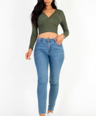 Ribbed Wrap Front Long Sleeve Top - Body By J'ne