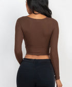 Ribbed Wrap Front Long Sleeve Top - Body By J'ne