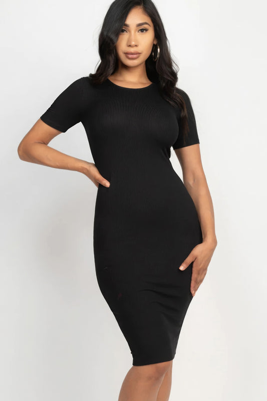 Ribbed Bodycon Midi Dress - Body By J'ne