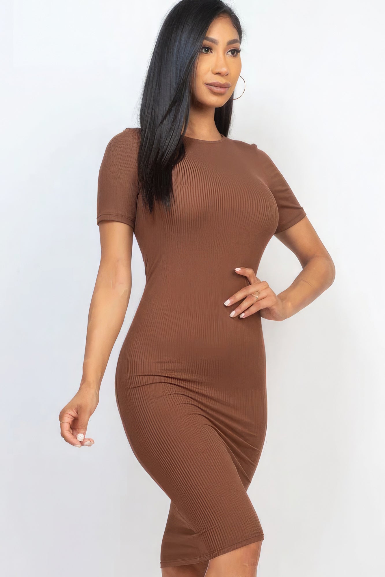 Ribbed Bodycon Midi Dress - Body By J'ne