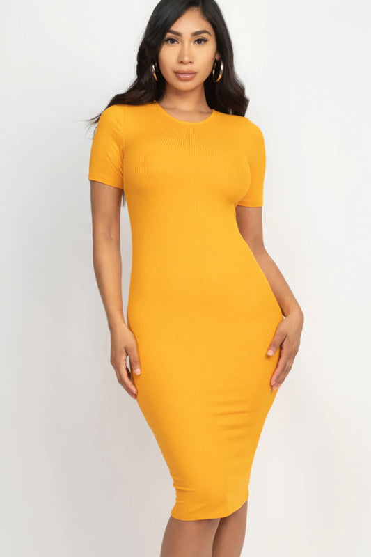 Ribbed Bodycon Midi Dress - Body By J'ne