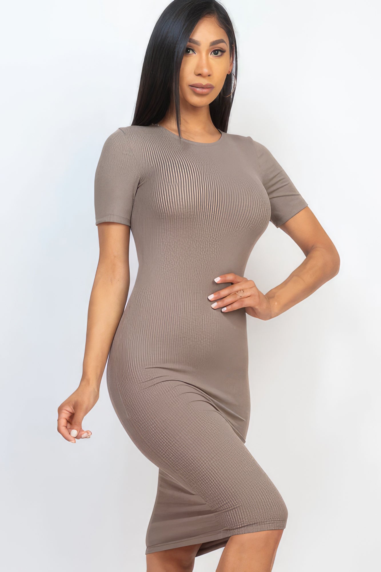 Ribbed Bodycon Midi Dress - Body By J'ne