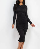 Ruched Long Sleeve Midi Dress - Body By J'ne