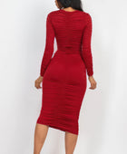 Ruched Long Sleeve Midi Dress - Body By J'ne