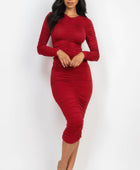 Ruched Long Sleeve Midi Dress - Body By J'ne