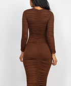 Ruched Long Sleeve Midi Dress - Body By J'ne