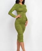 Ruched Long Sleeve Midi Dress - Body By J'ne