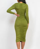 Ruched Long Sleeve Midi Dress - Body By J'ne