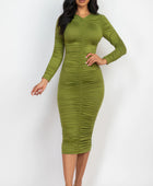 Ruched Long Sleeve Midi Dress - Body By J'ne