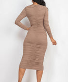 Ruched Long Sleeve Midi Dress - Body By J'ne