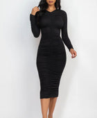 Ruched Long Sleeve Midi Dress - Body By J'ne