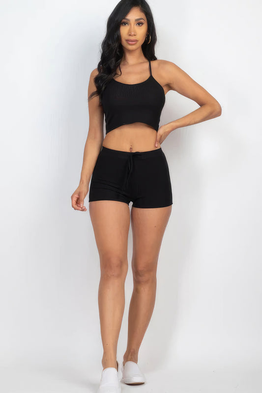 Ribbed Crop Cami Top & Shorts Set - Body By J'ne