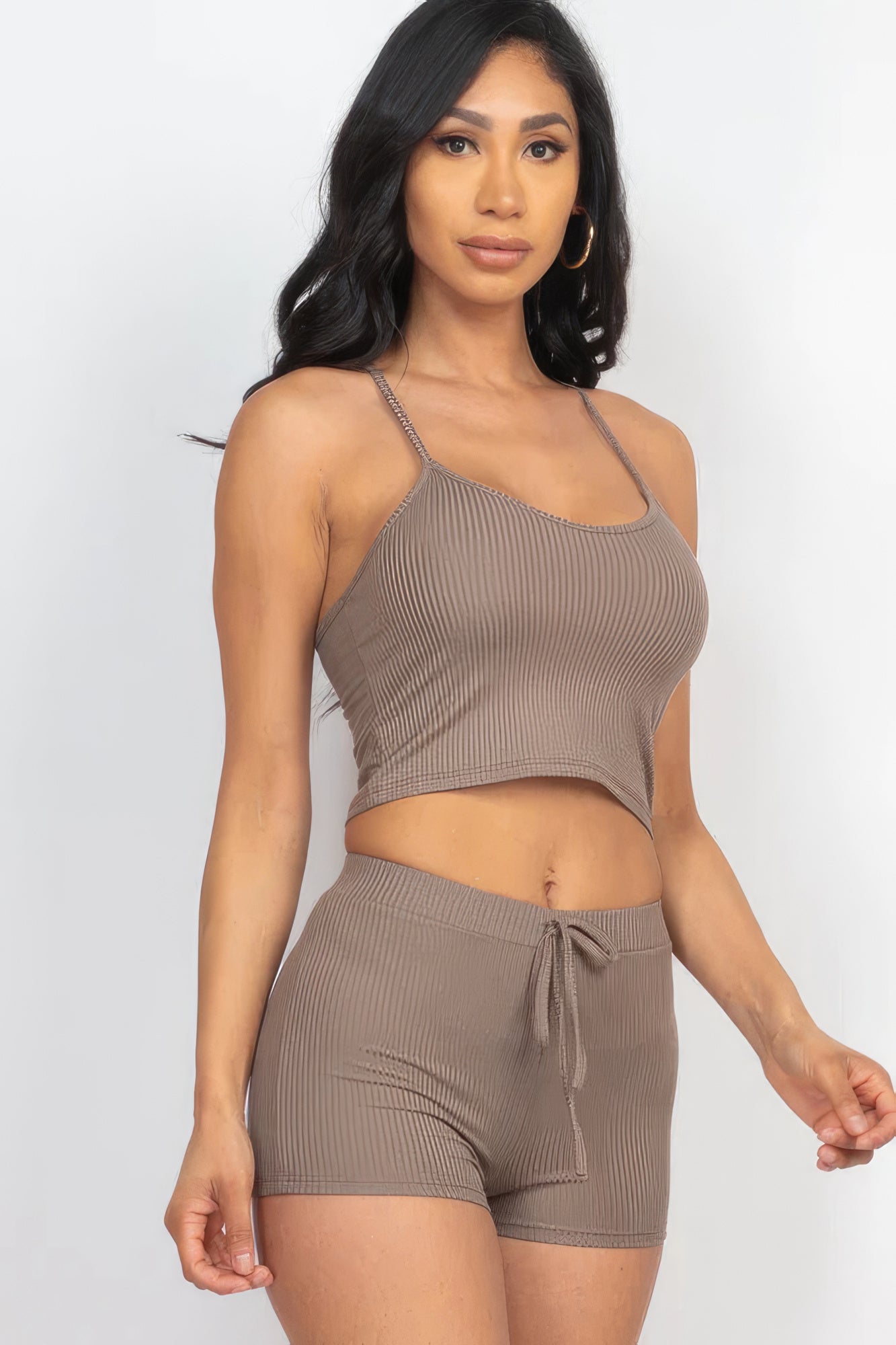 Ribbed Crop Cami Top & Shorts Set - Body By J'ne