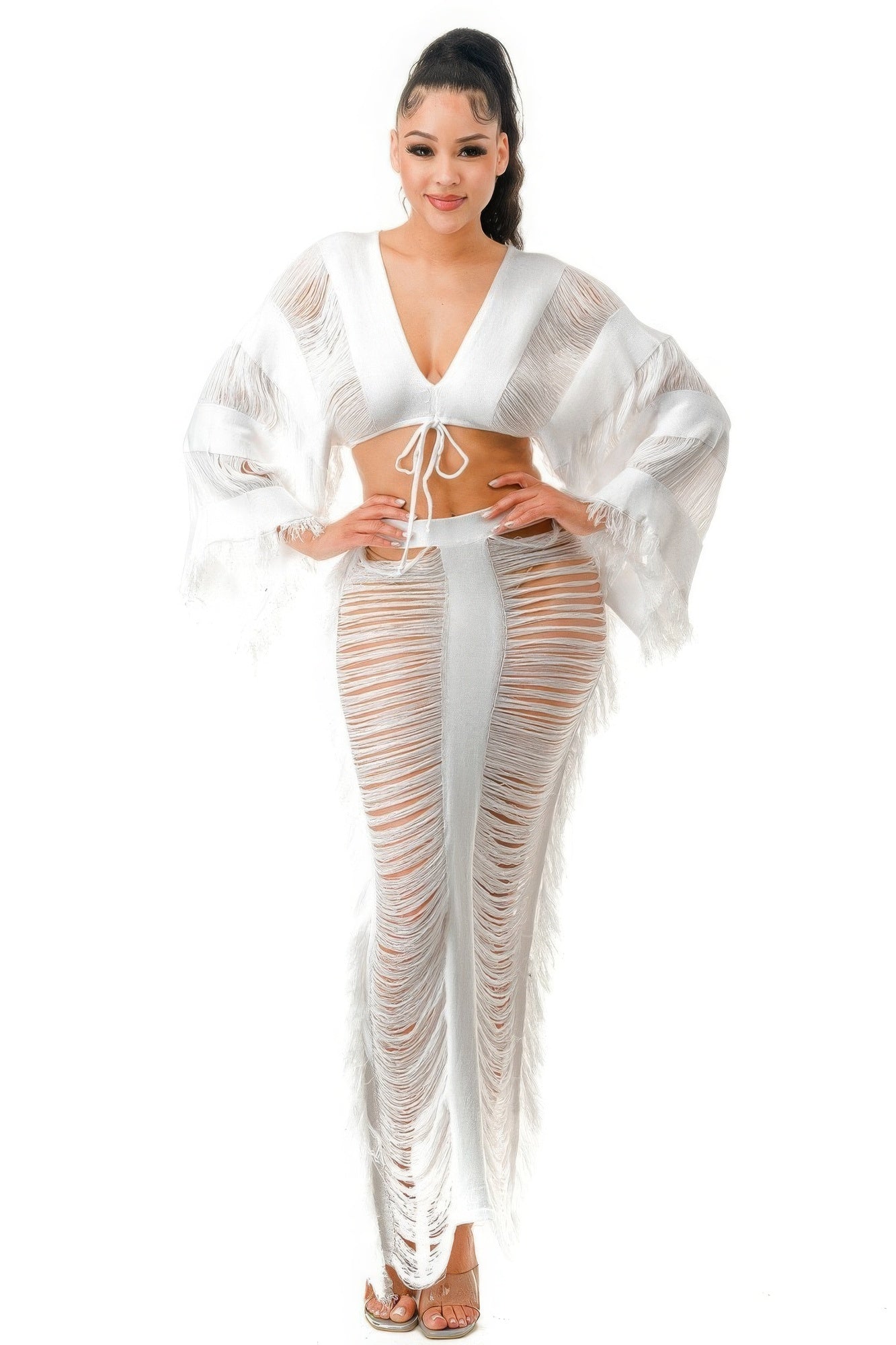 Distressed Long Skirt Set - Body By J'ne