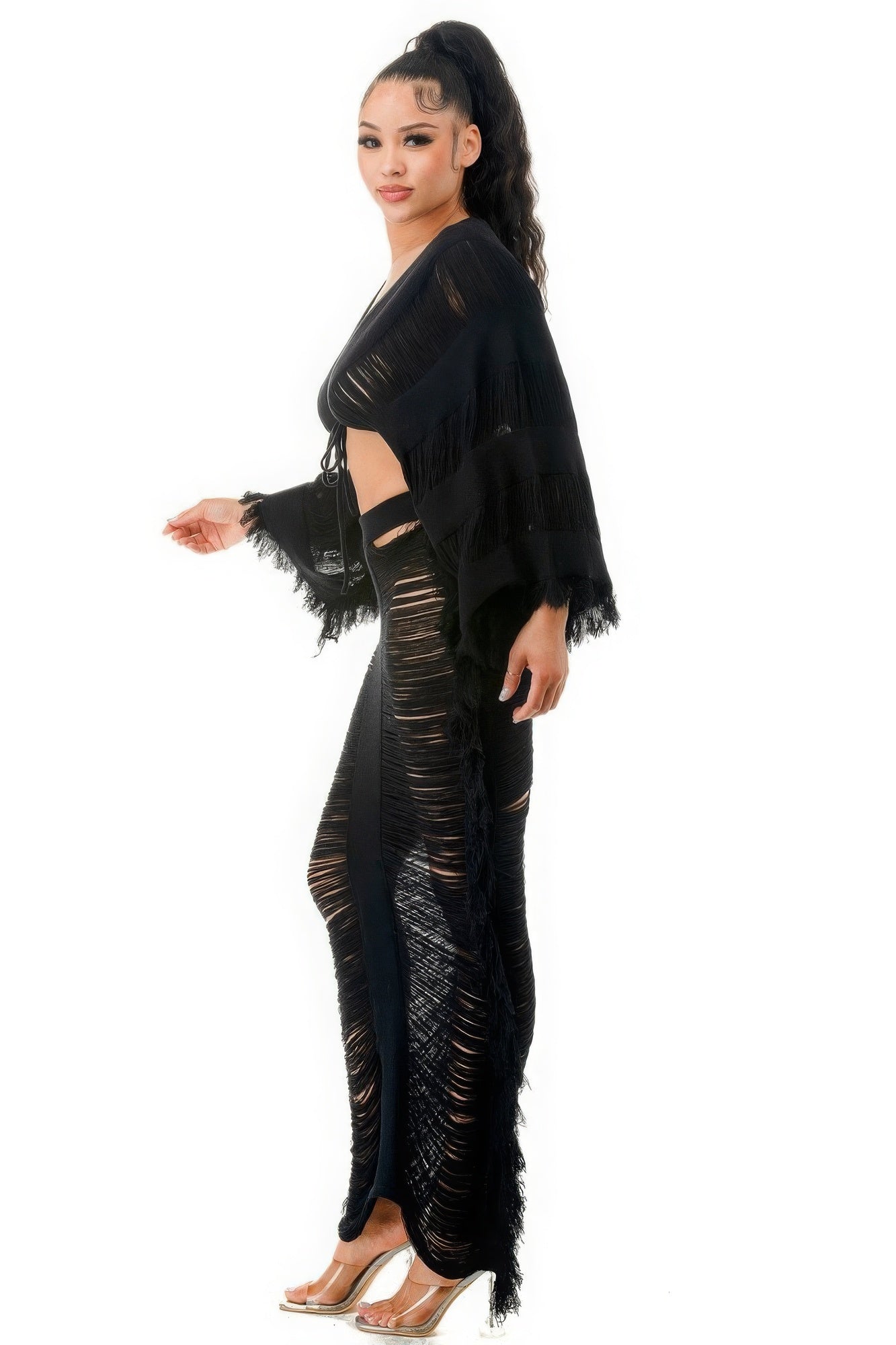 Distressed Long Skirt Set - Body By J'ne