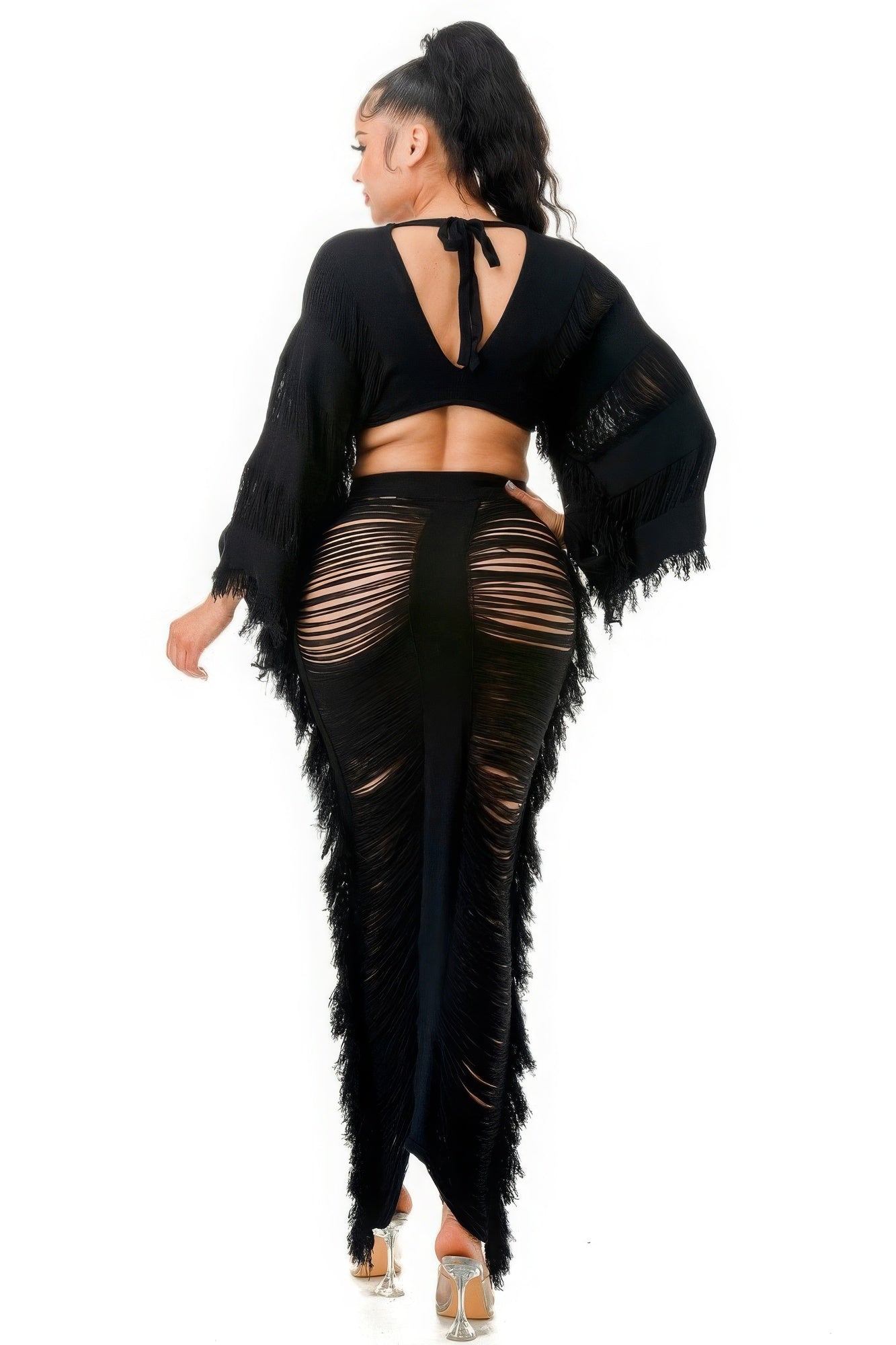 Distressed Long Skirt Set - Body By J'ne