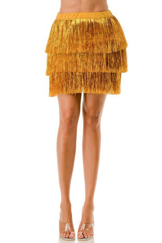 Fringe Metallic Skirt - Body By J'ne